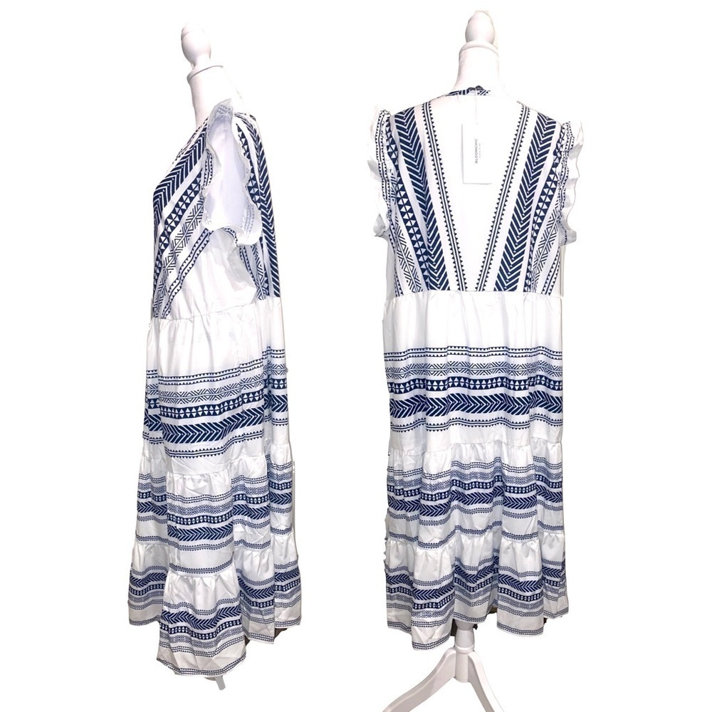 NEW WT - BloomChic Blue Multicolored Maxi Dress with Pockets Size 1X (14-16) - Picture 2 of 12